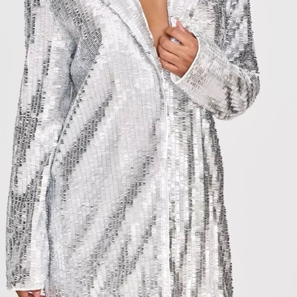 Silver Sequin Long Coat